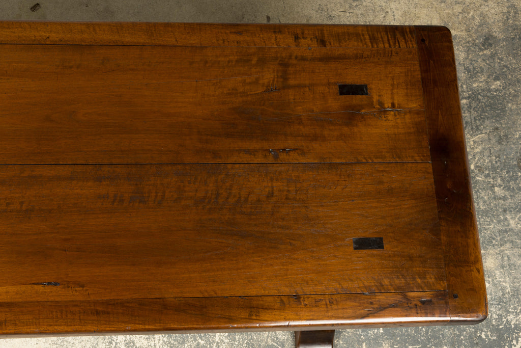 19th Century French Provincial Walnut Trestle Dining Table