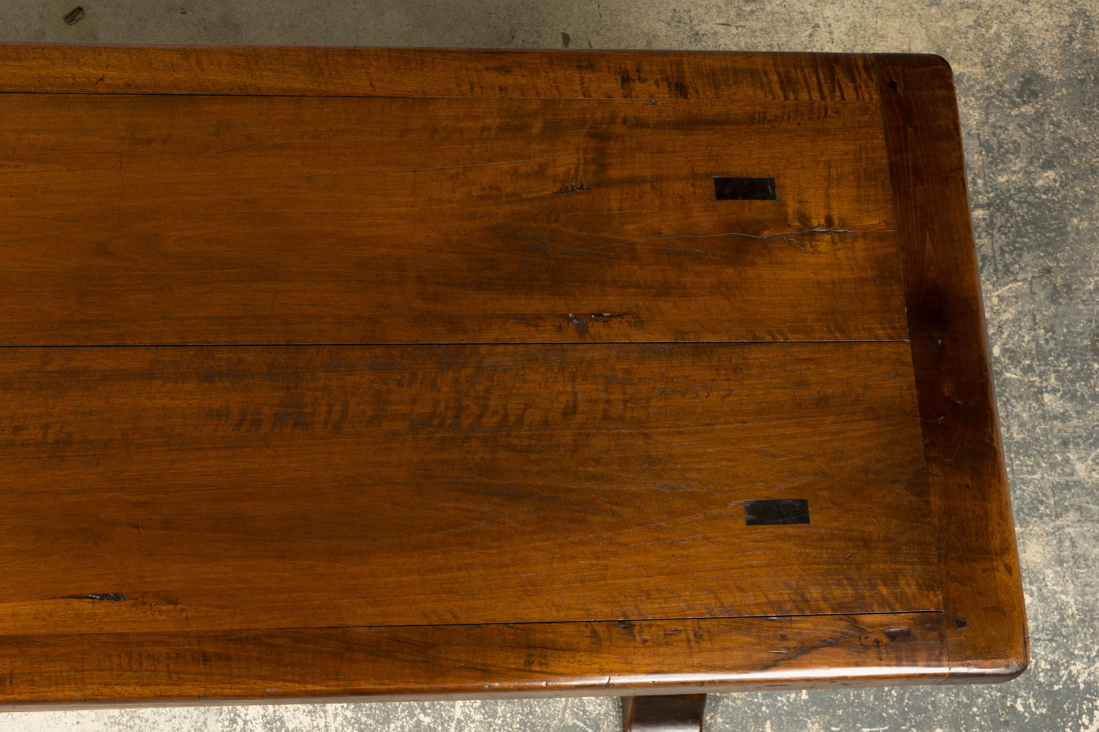 19th Century French Provincial Walnut Trestle Dining Table