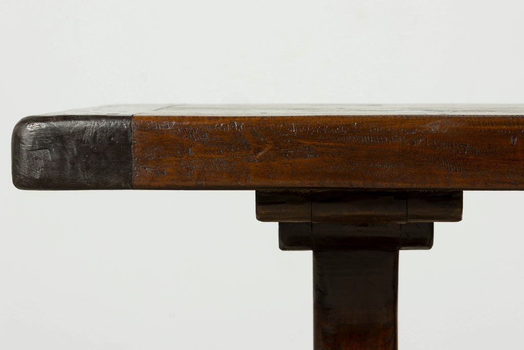 19th Century French Provincial Walnut Trestle Dining Table
