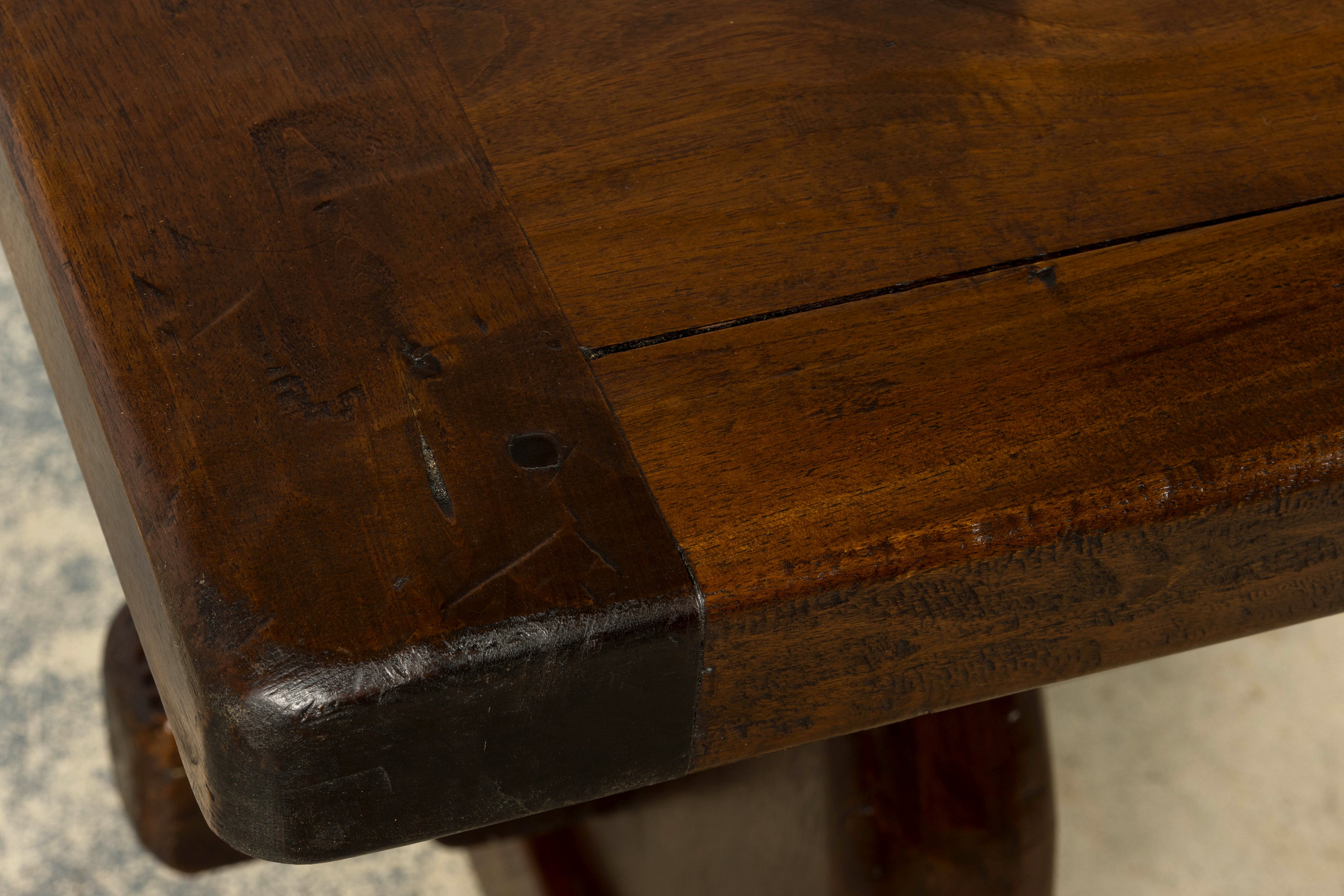 19th Century French Provincial Walnut Trestle Dining Table