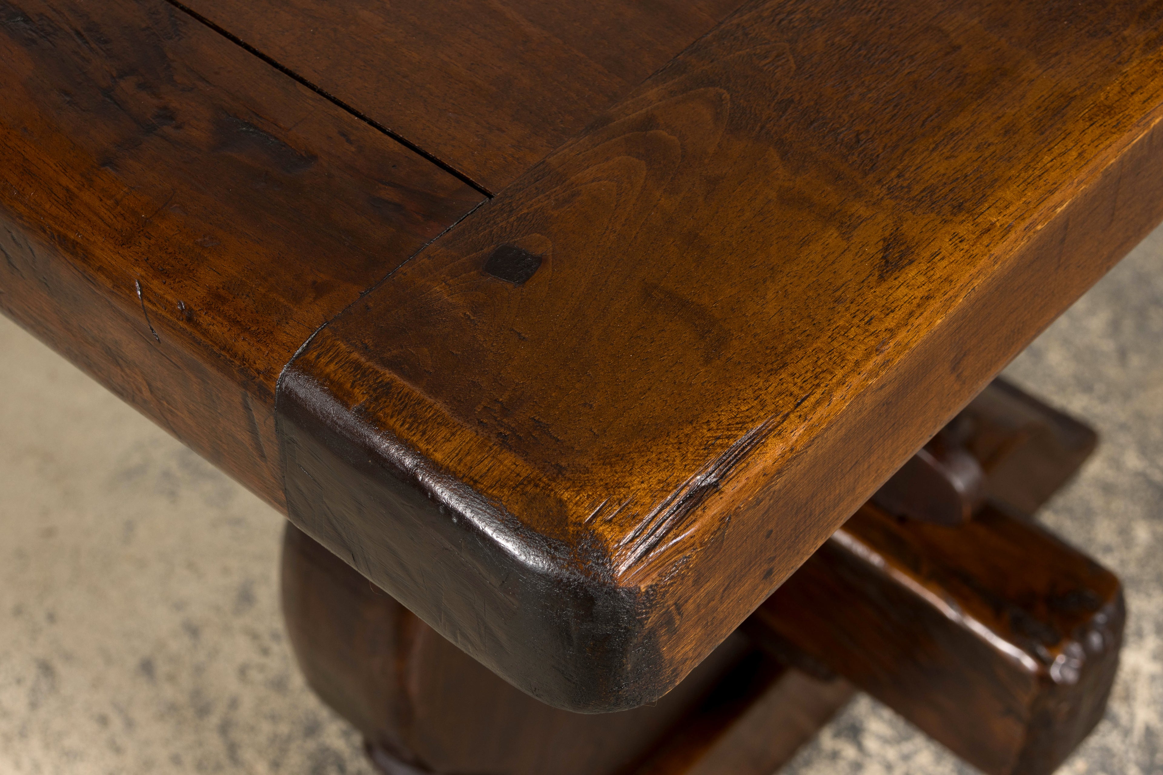 19th Century French Provincial Walnut Trestle Dining Table