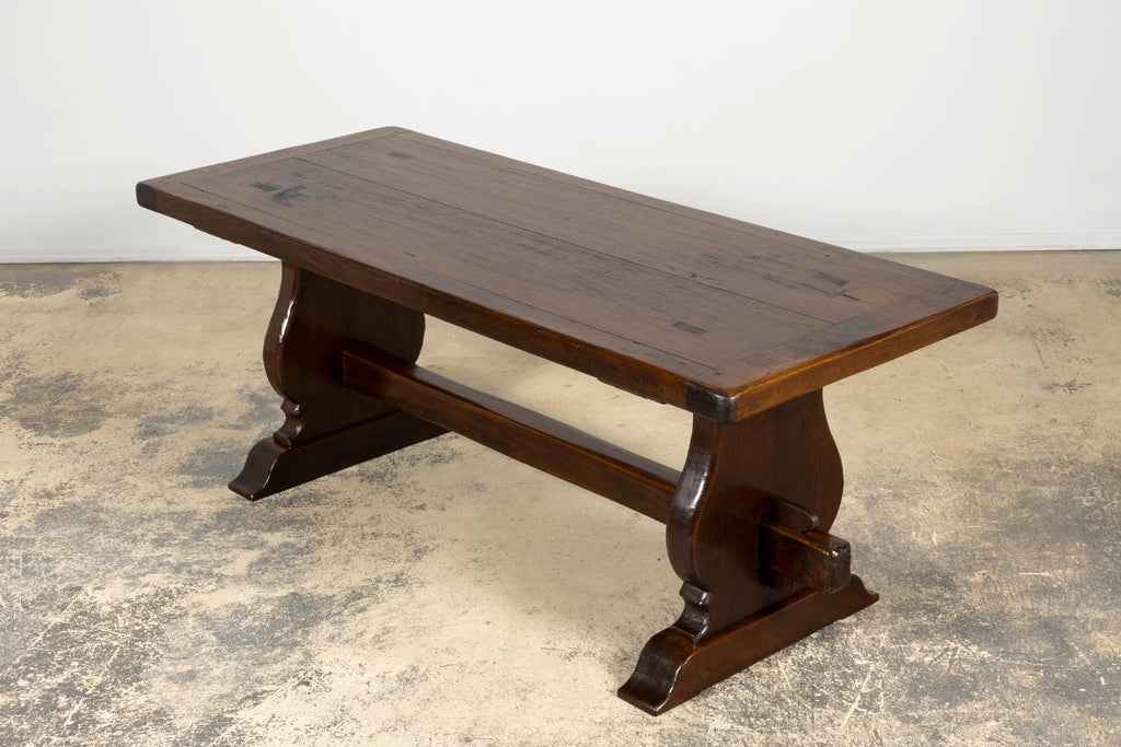 19th Century French Provincial Walnut Trestle Dining Table