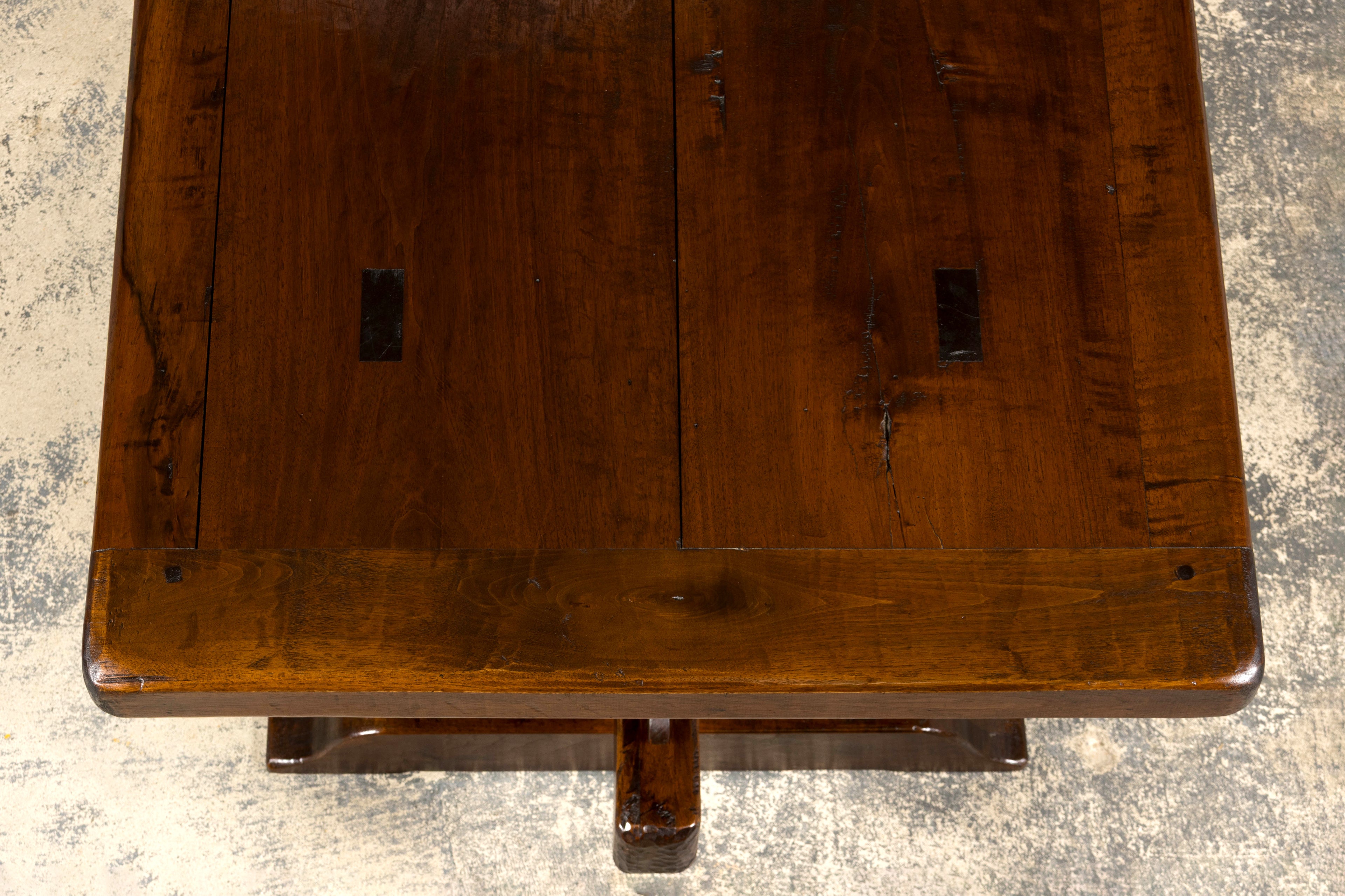 19th Century French Provincial Walnut Trestle Dining Table