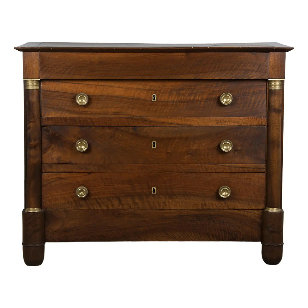 19th Century French Empire Style Walnut Chest of Drawers