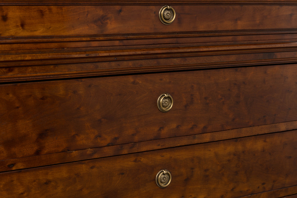 19th Century French Louis Philippe Burl Walnut Commode W/ Carrara Marble