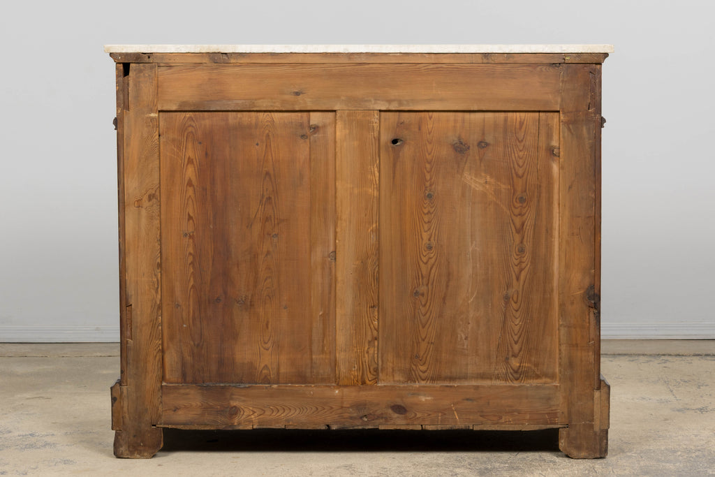 19th Century French Louis Philippe Burl Walnut Commode W/ Carrara Marble