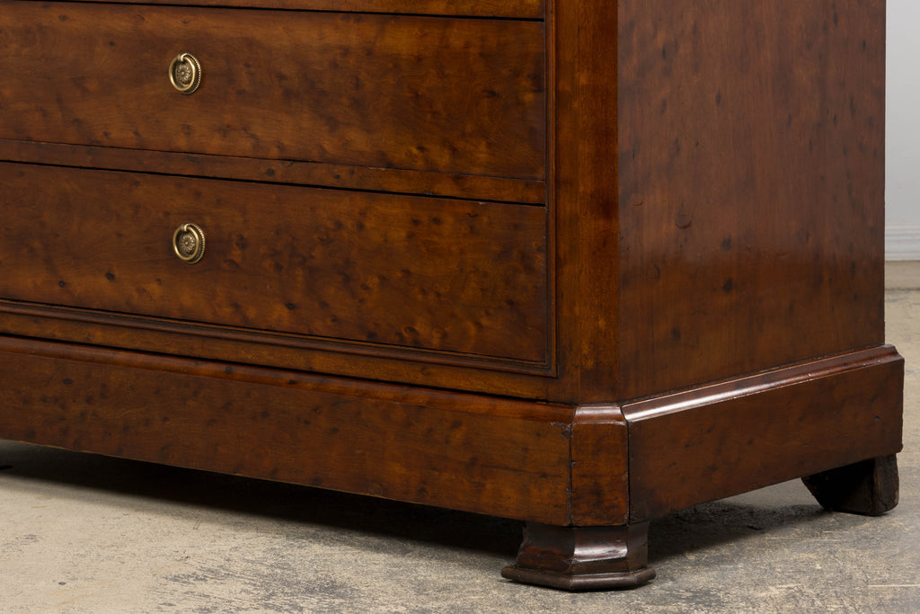 19th Century French Louis Philippe Burl Walnut Commode W/ Carrara Marble