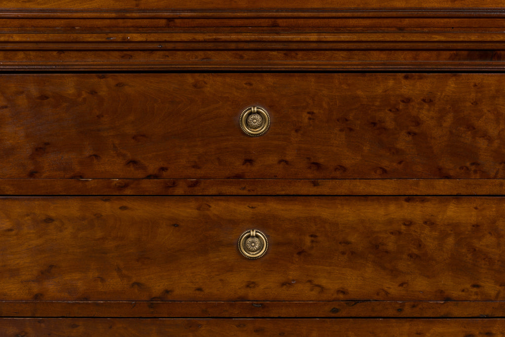 19th Century French Louis Philippe Burl Walnut Commode W/ Carrara Marble