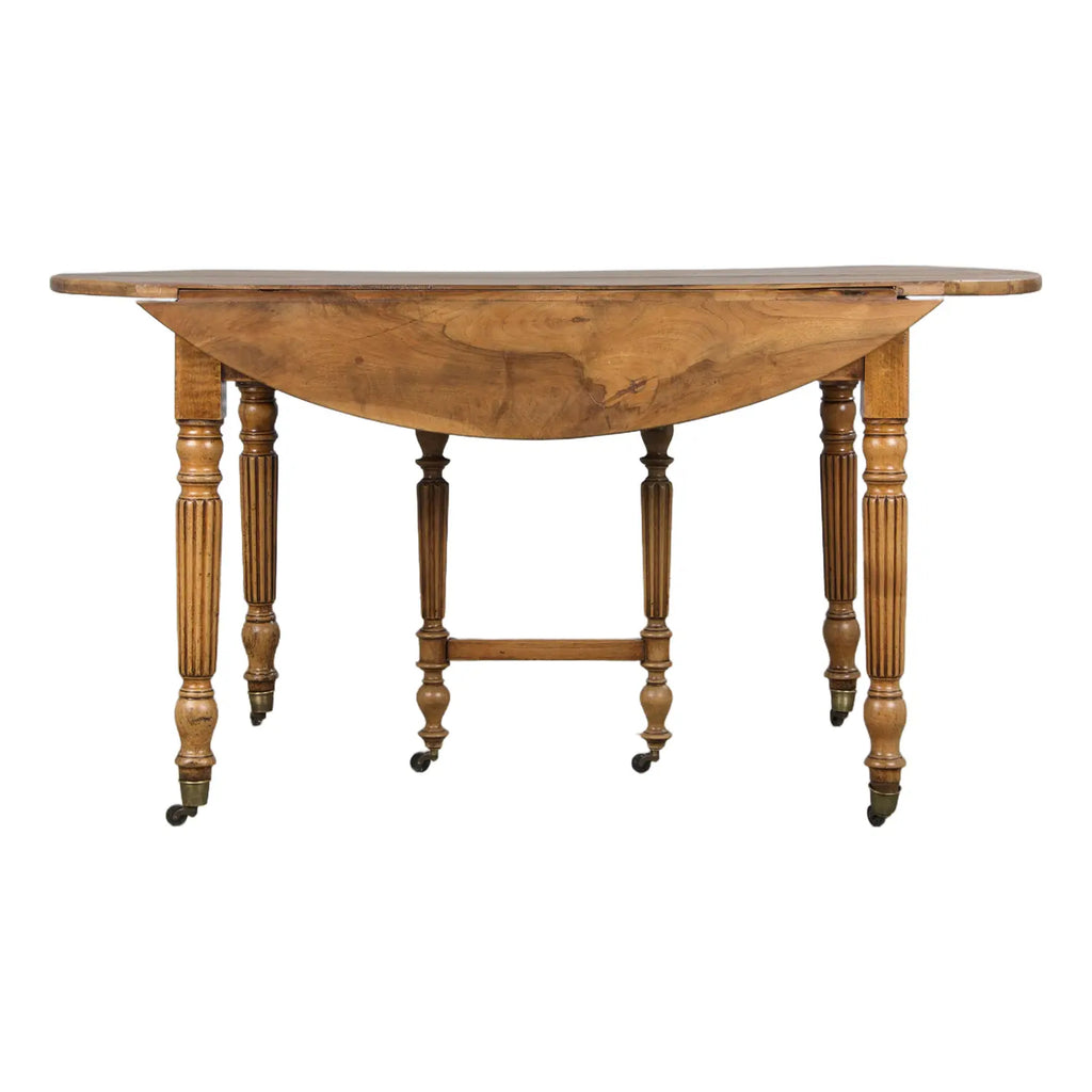 19th Century French Louis Philippe Style Walnut Extendable Drop Leaf Table