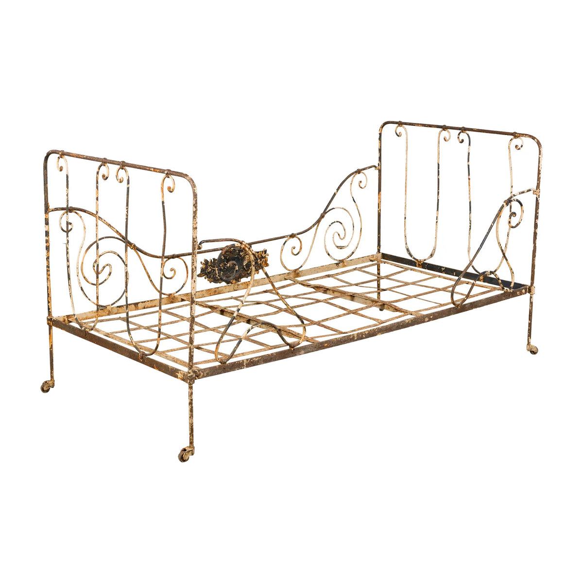 19th Century French Napoleon III Wrought Iron Painted Outdoor Daybed