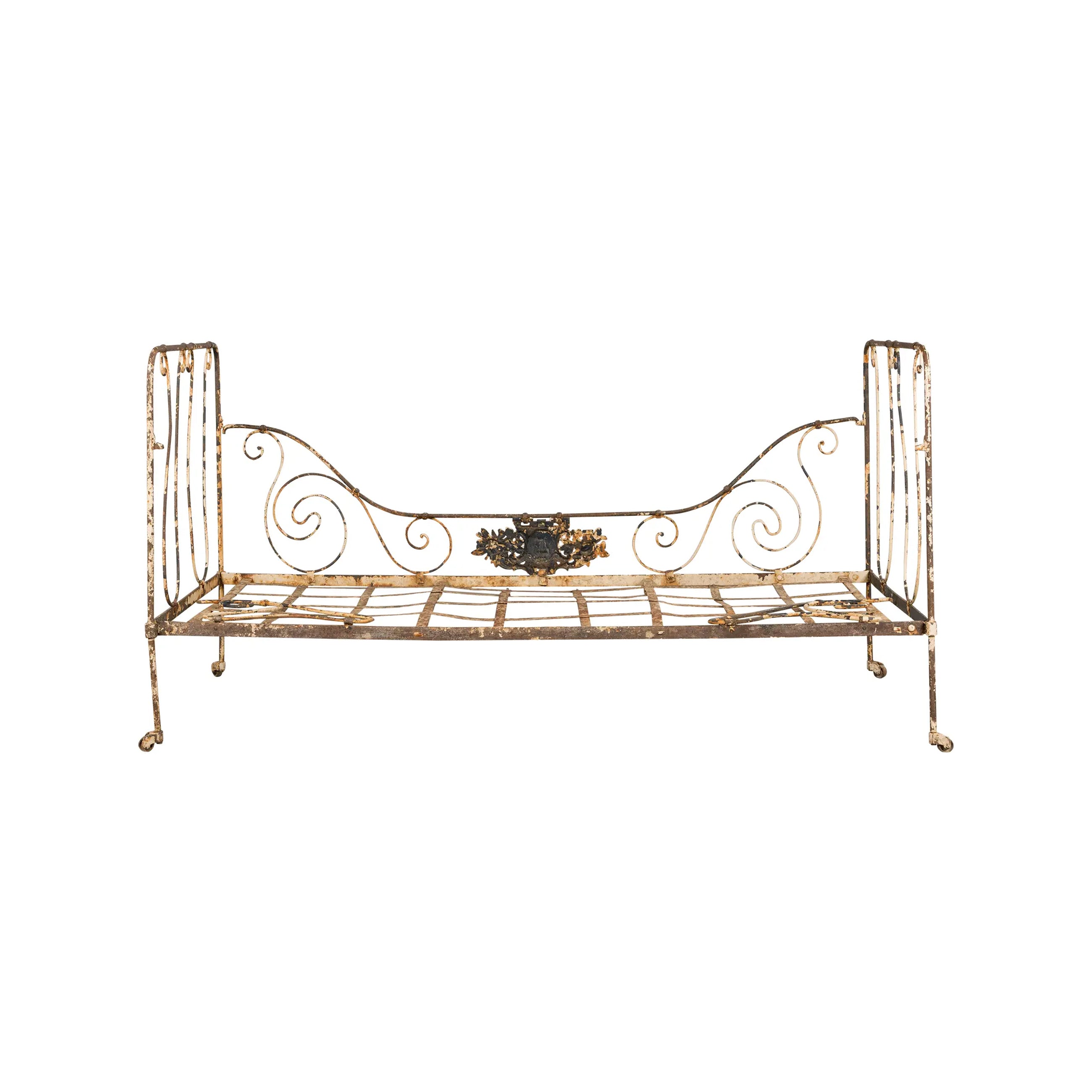 19th Century French Napoleon III Wrought Iron Painted Outdoor Daybed