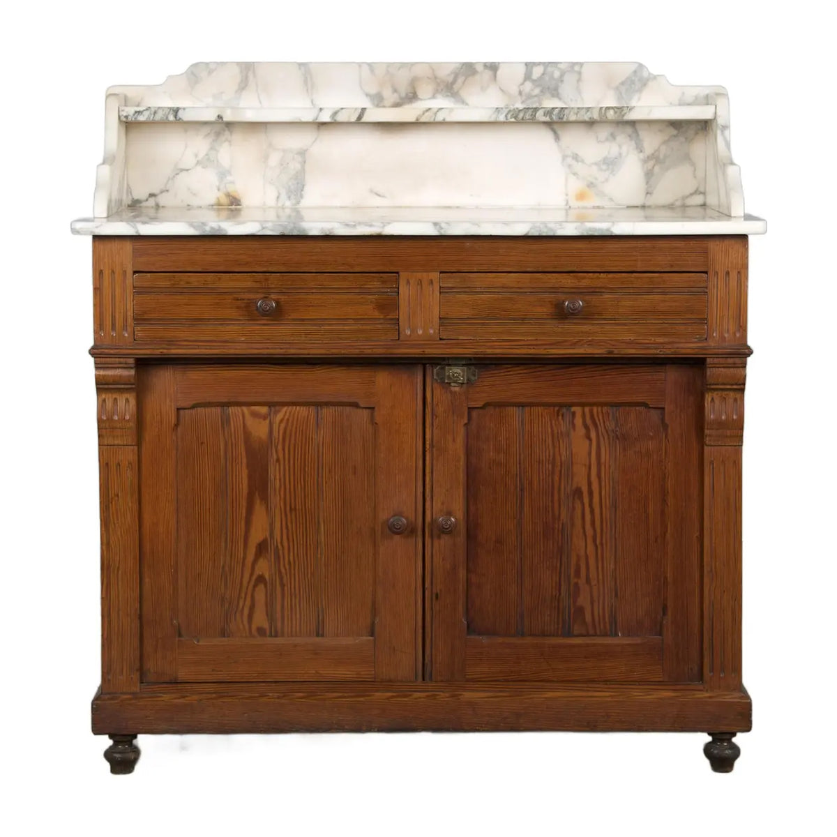 19th Century French Parisian Pine Wash Stand Vanity W/ Calacatta Viola Marble
