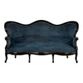19th Century Napoleon III Ebonized Settee W/ Blue Velvet