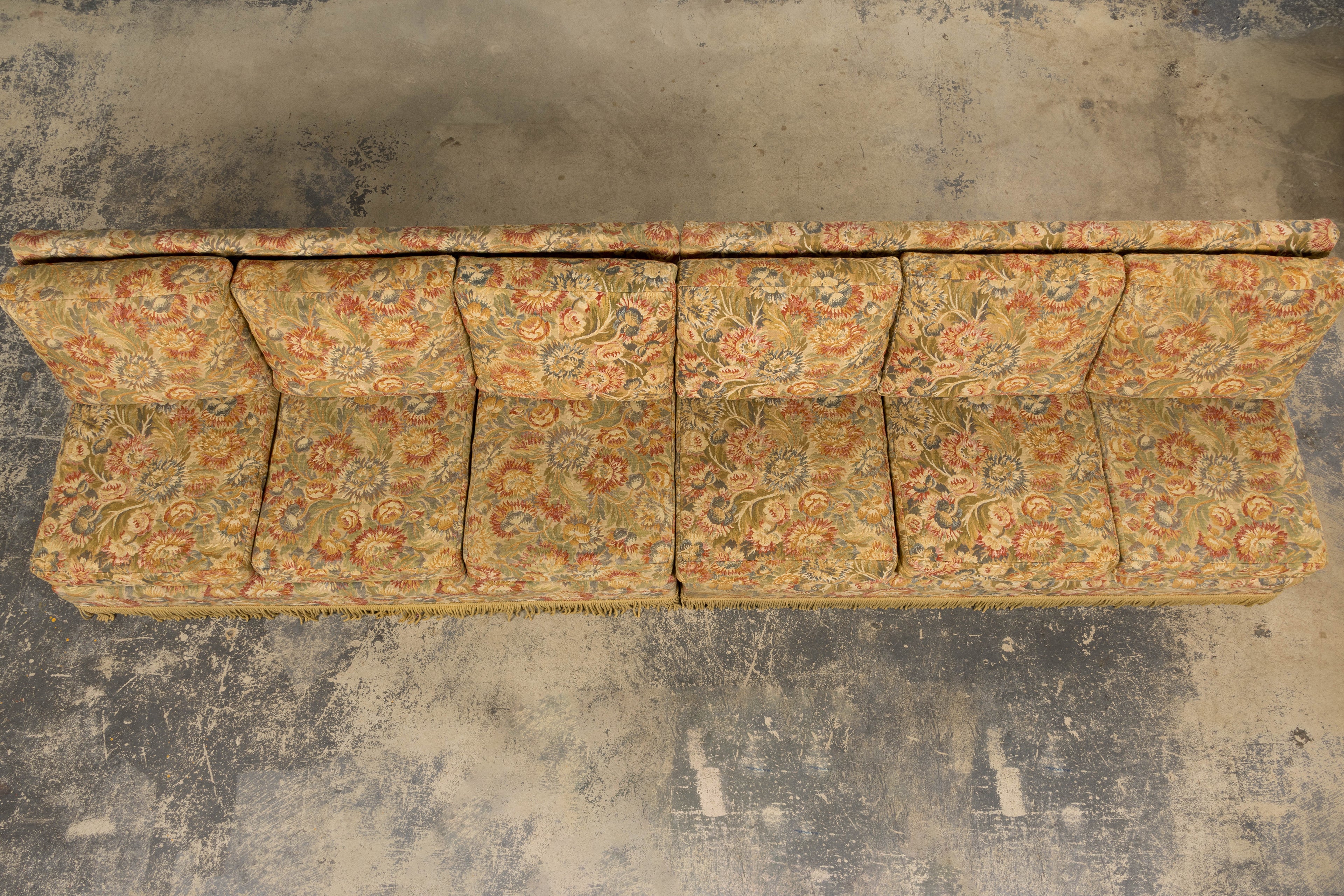 Vintage French Country Sofas in Floral Tapestry – A Pair