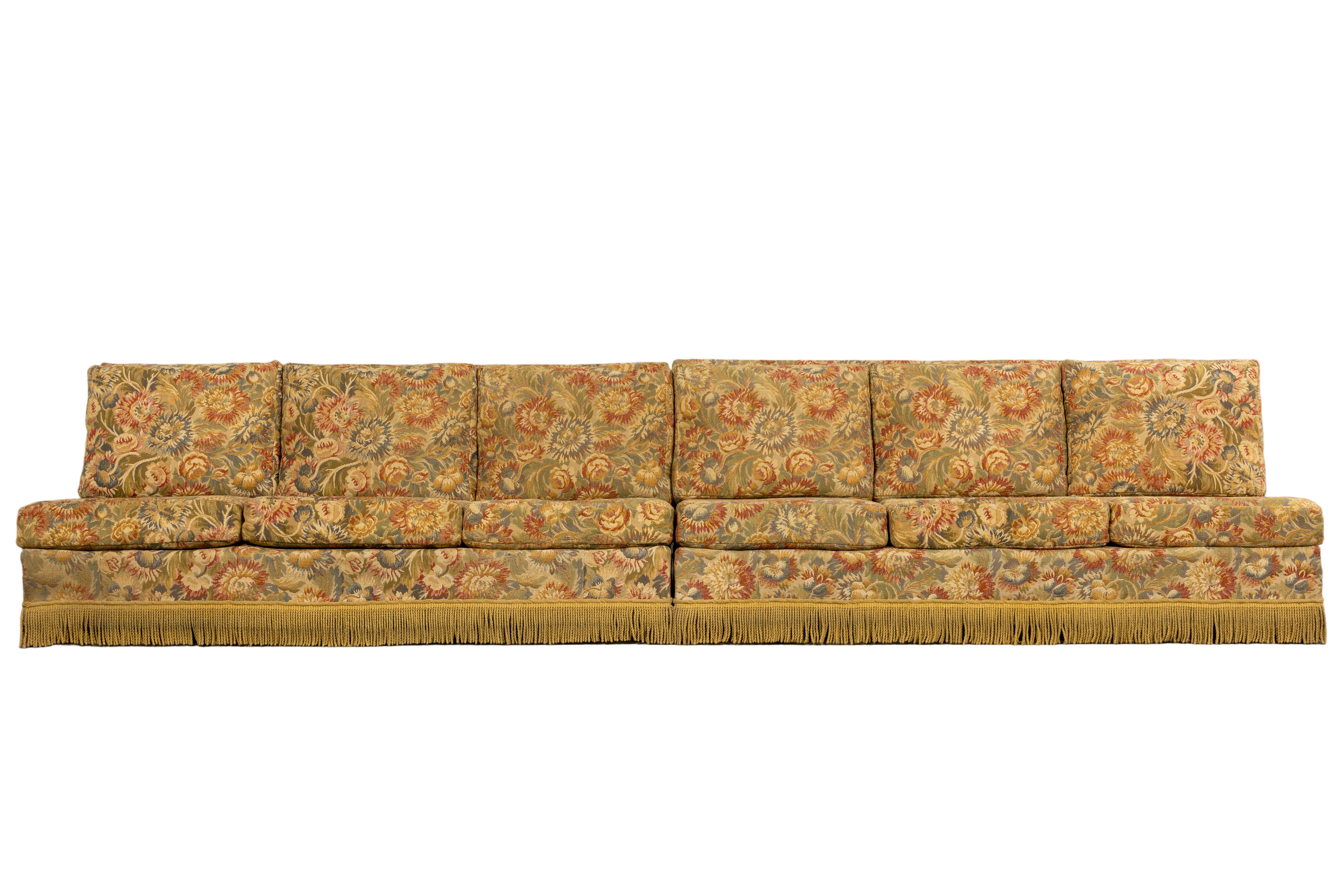 Vintage French Country Sofas in Floral Tapestry – A Pair