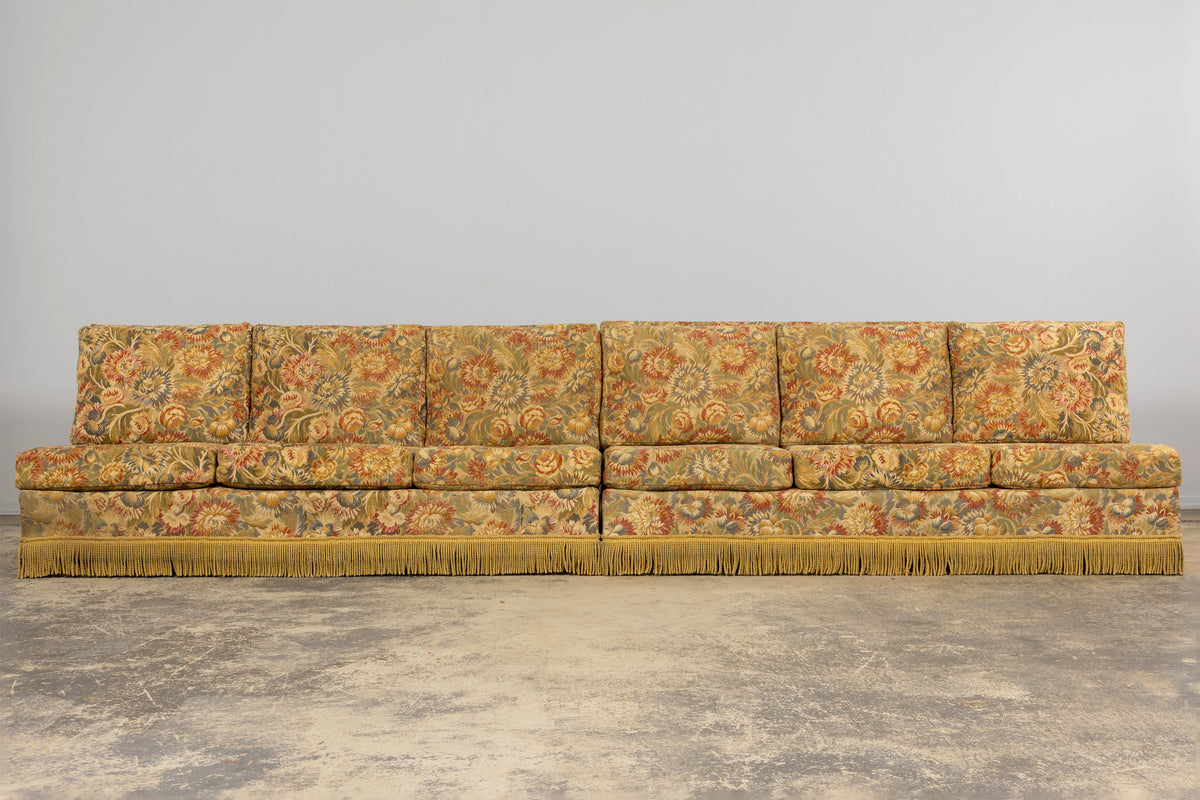 Vintage French Country Sofas in Floral Tapestry – A Pair