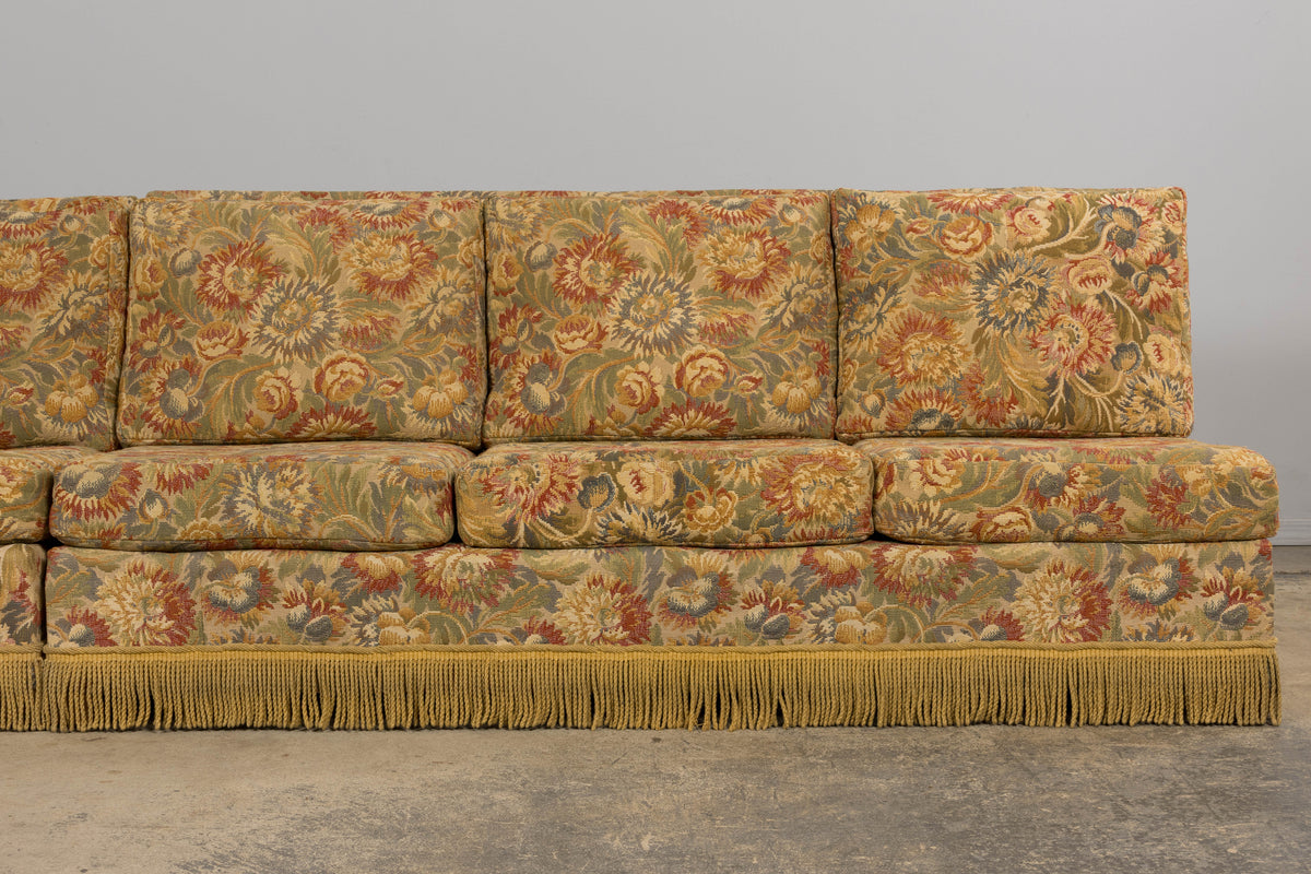 Vintage French Country Sofas in Floral Tapestry – A Pair