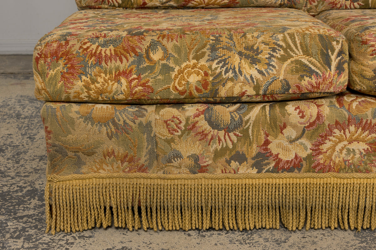 Vintage French Country Sofas in Floral Tapestry – A Pair