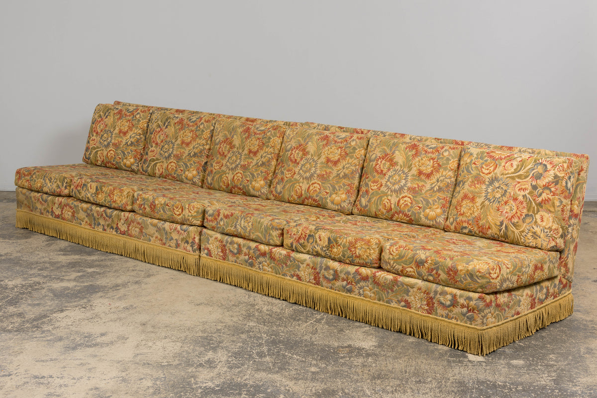 Vintage French Country Sofas in Floral Tapestry – A Pair