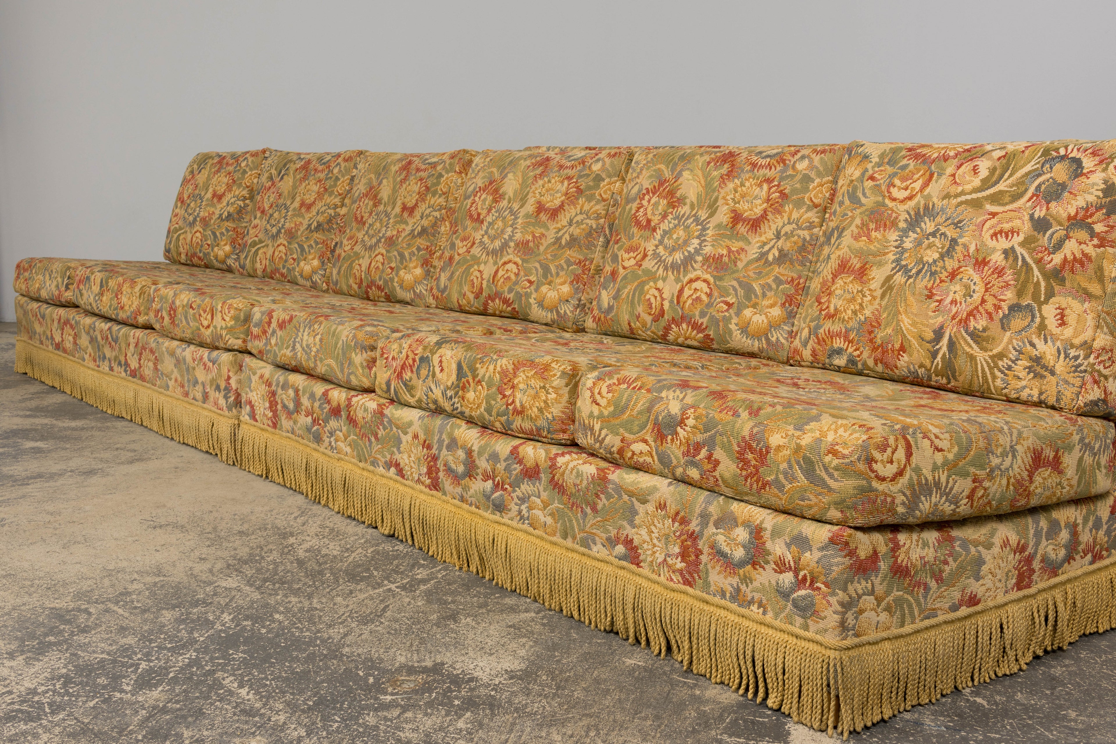 Vintage French Country Sofas in Floral Tapestry – A Pair