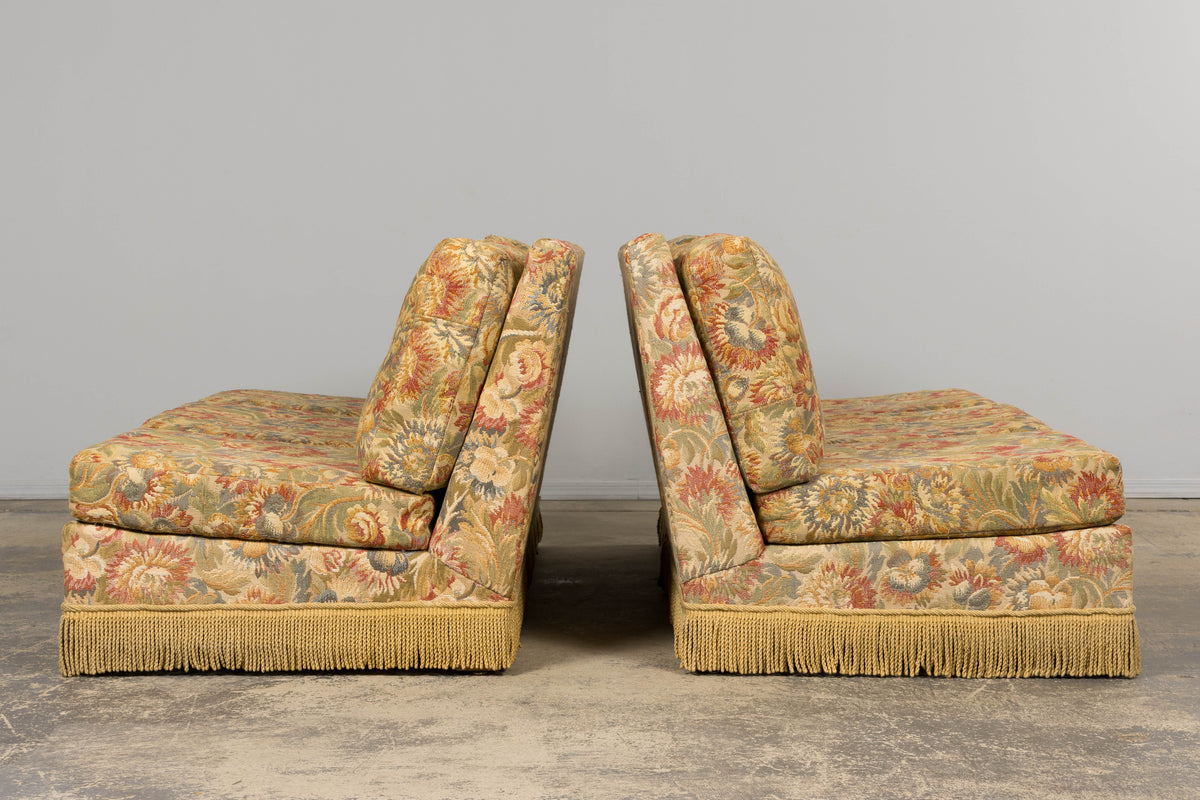 Vintage French Country Sofas in Floral Tapestry – A Pair