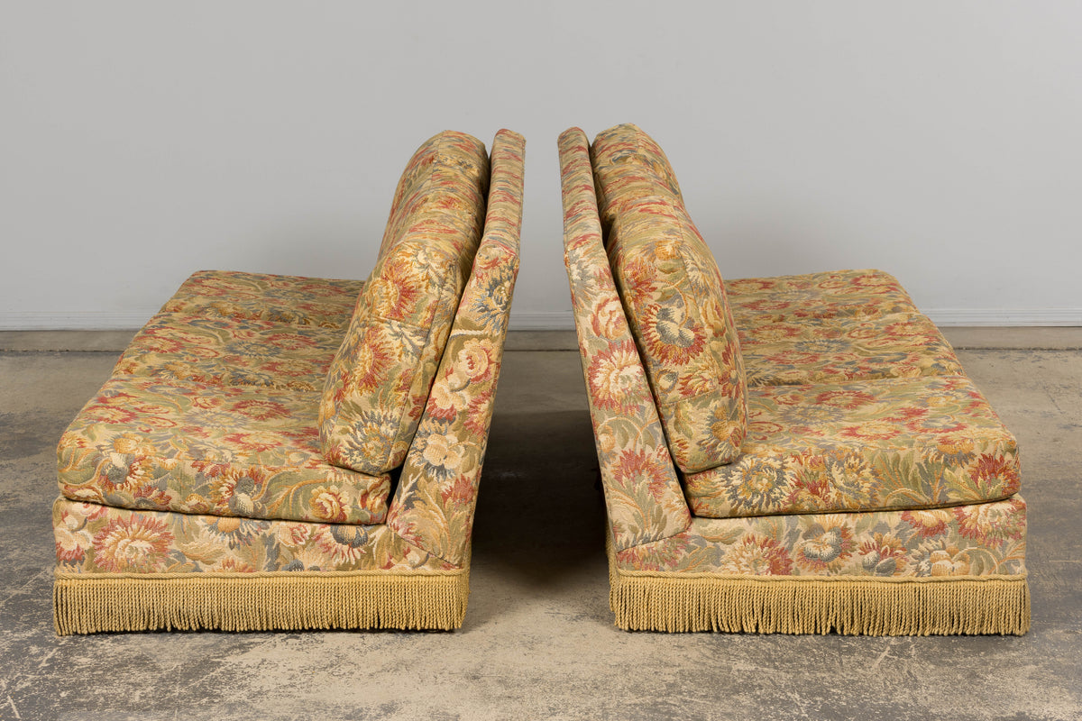Vintage French Country Sofas in Floral Tapestry – A Pair