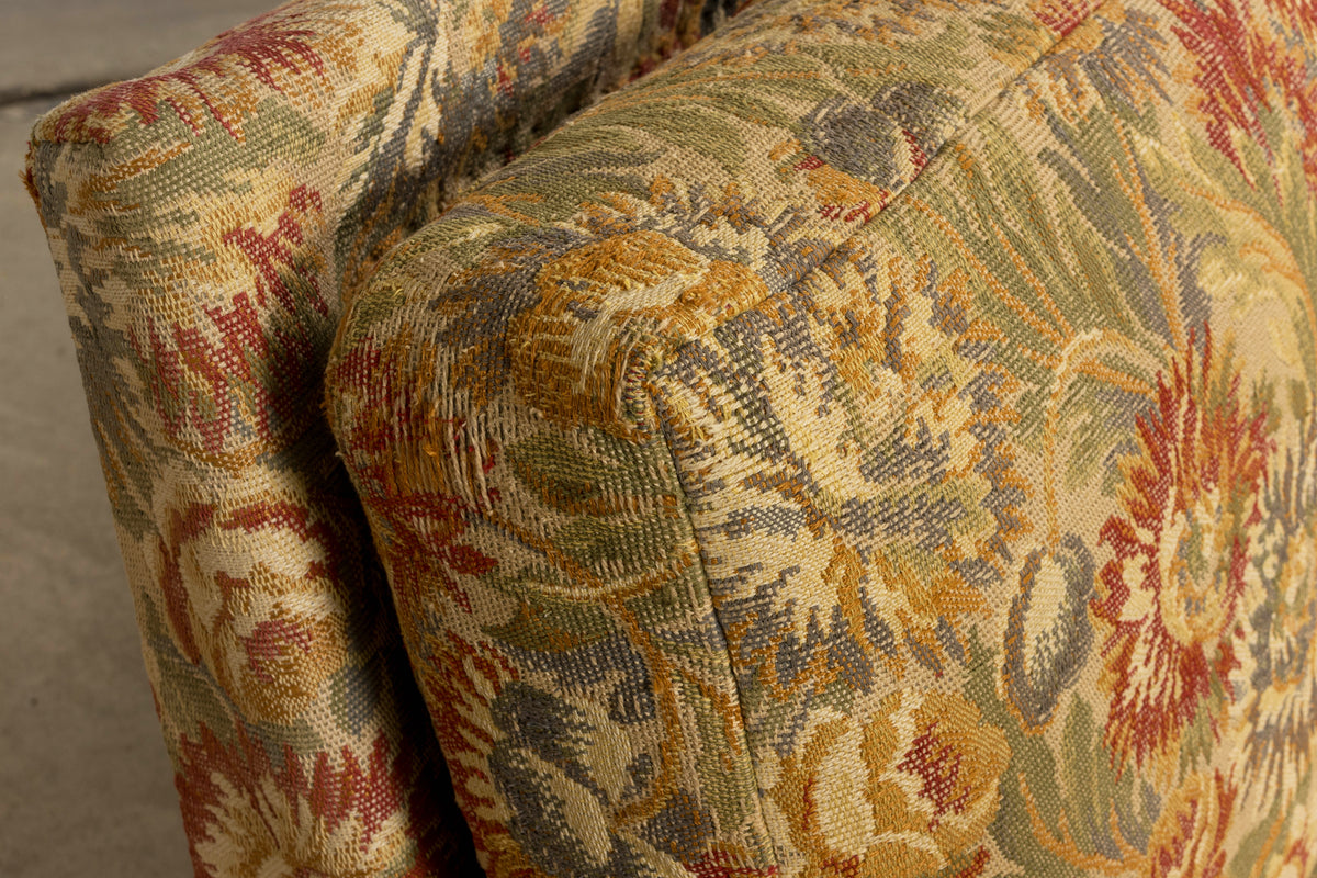 Vintage French Country Sofas in Floral Tapestry – A Pair