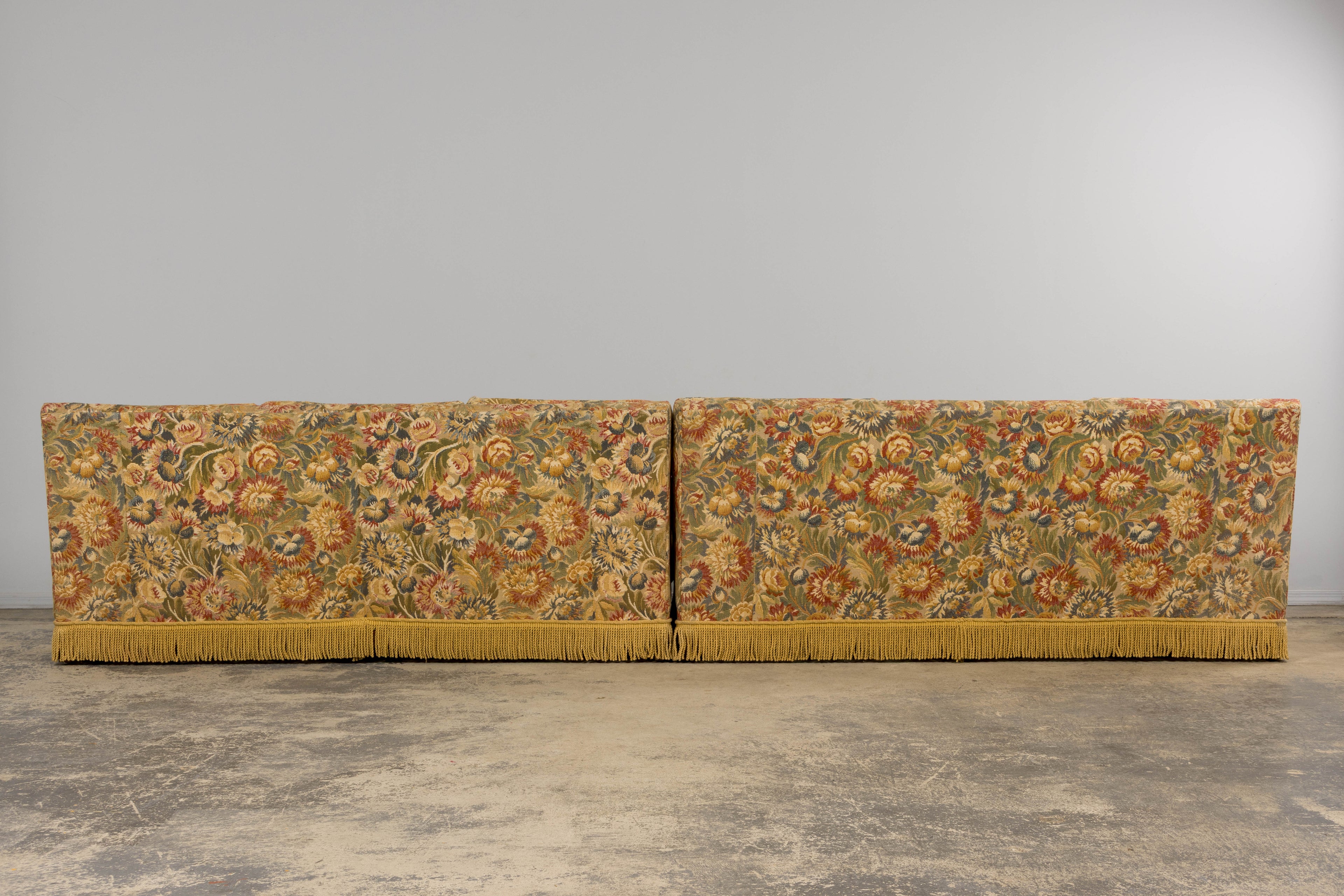 Vintage French Country Sofas in Floral Tapestry – A Pair