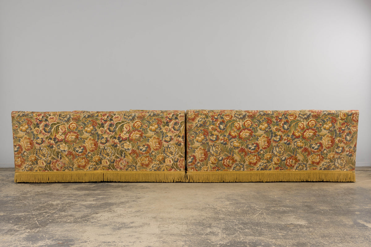 Vintage French Country Sofas in Floral Tapestry – A Pair