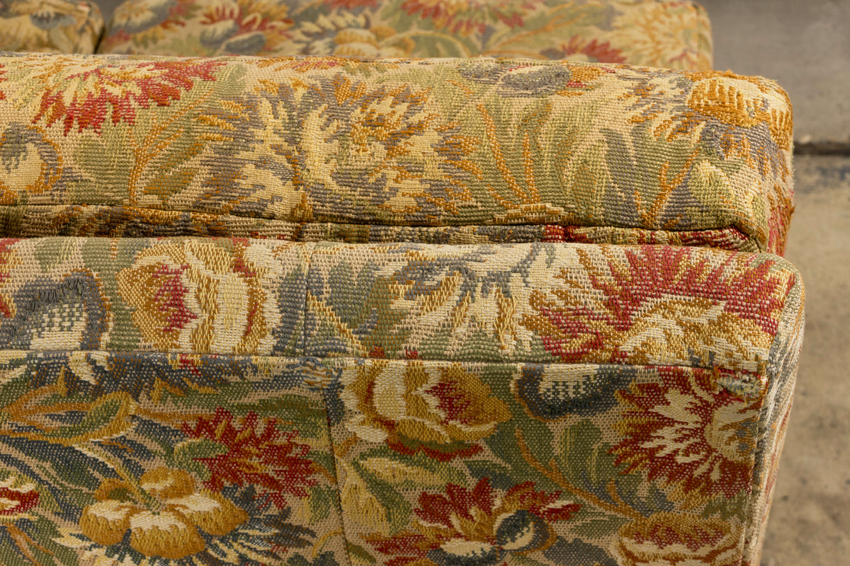 Vintage French Country Sofas in Floral Tapestry – A Pair