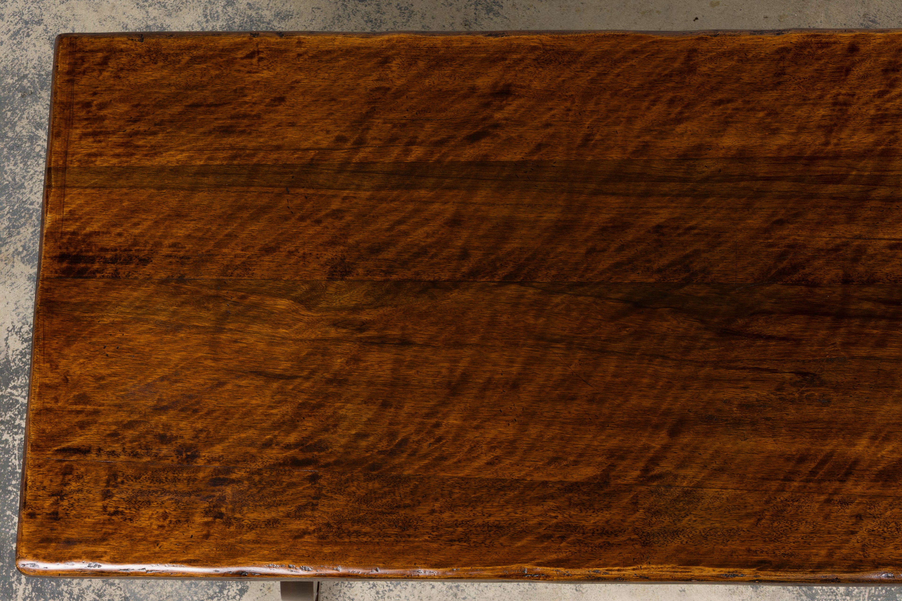 Antique Spanish Renaissance Revival Walnut Trestle Dining Table