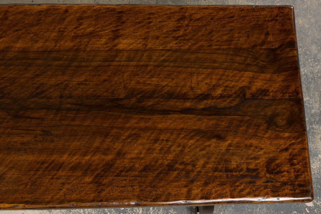 Antique Spanish Renaissance Revival Walnut Trestle Dining Table