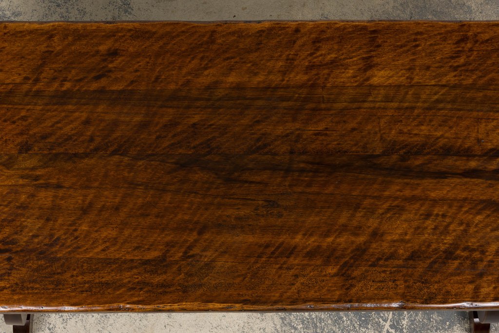 Antique Spanish Renaissance Revival Walnut Trestle Dining Table