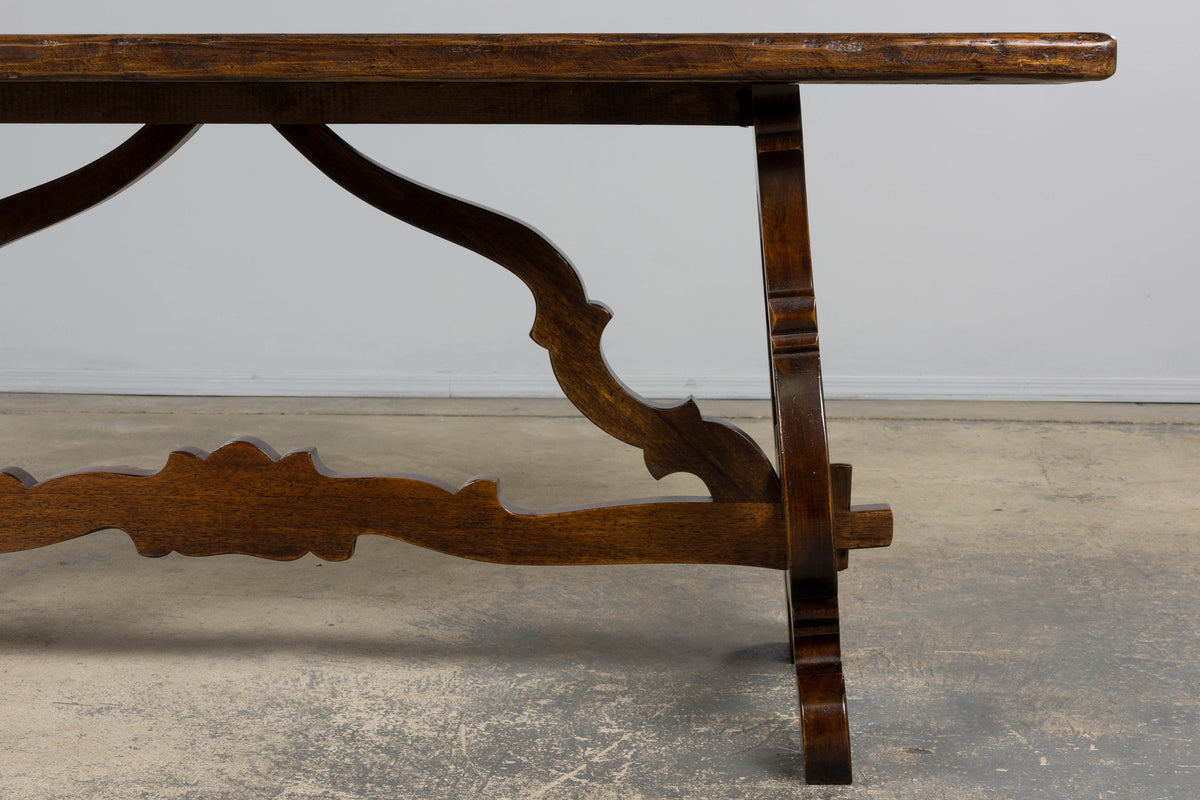 Antique Spanish Renaissance Revival Walnut Trestle Dining Table