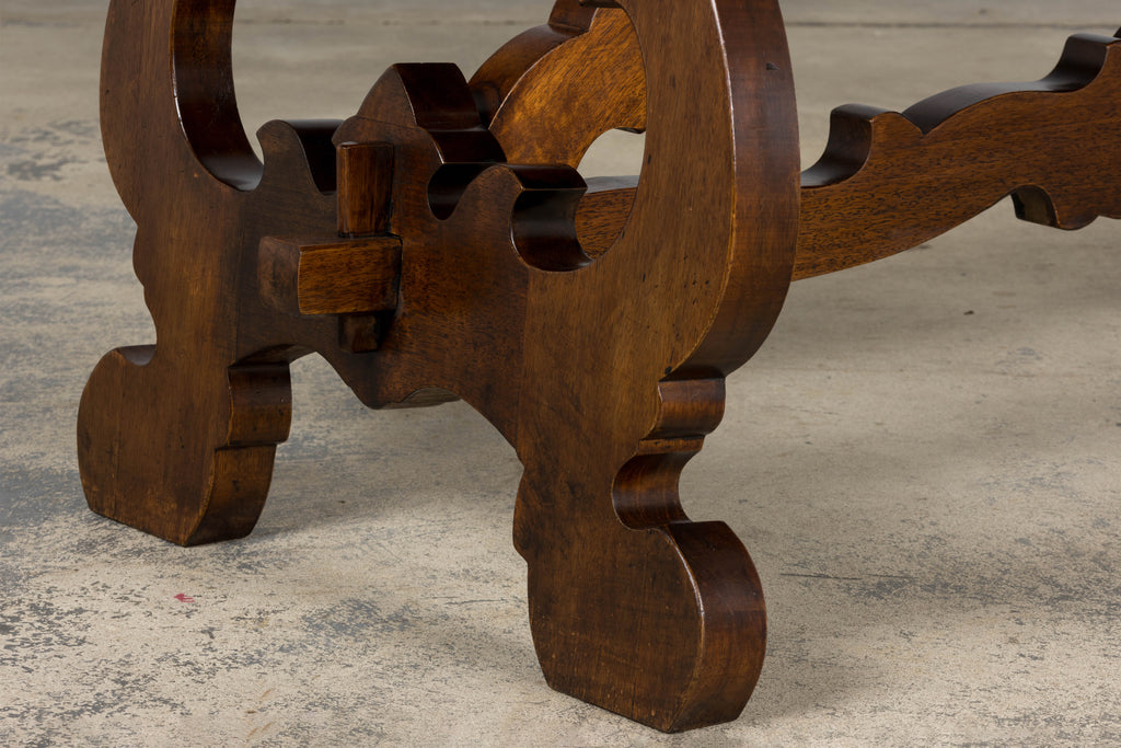 Antique Spanish Renaissance Revival Walnut Trestle Dining Table