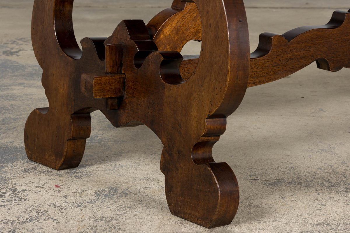 Antique Spanish Renaissance Revival Walnut Trestle Dining Table