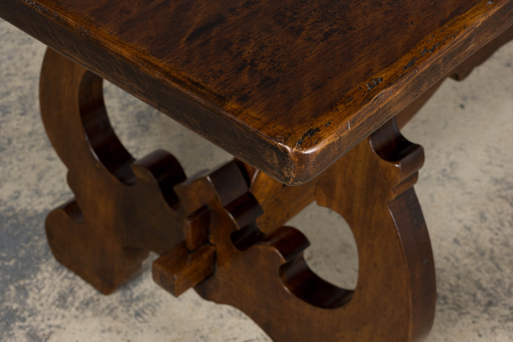 Antique Spanish Renaissance Revival Walnut Trestle Dining Table