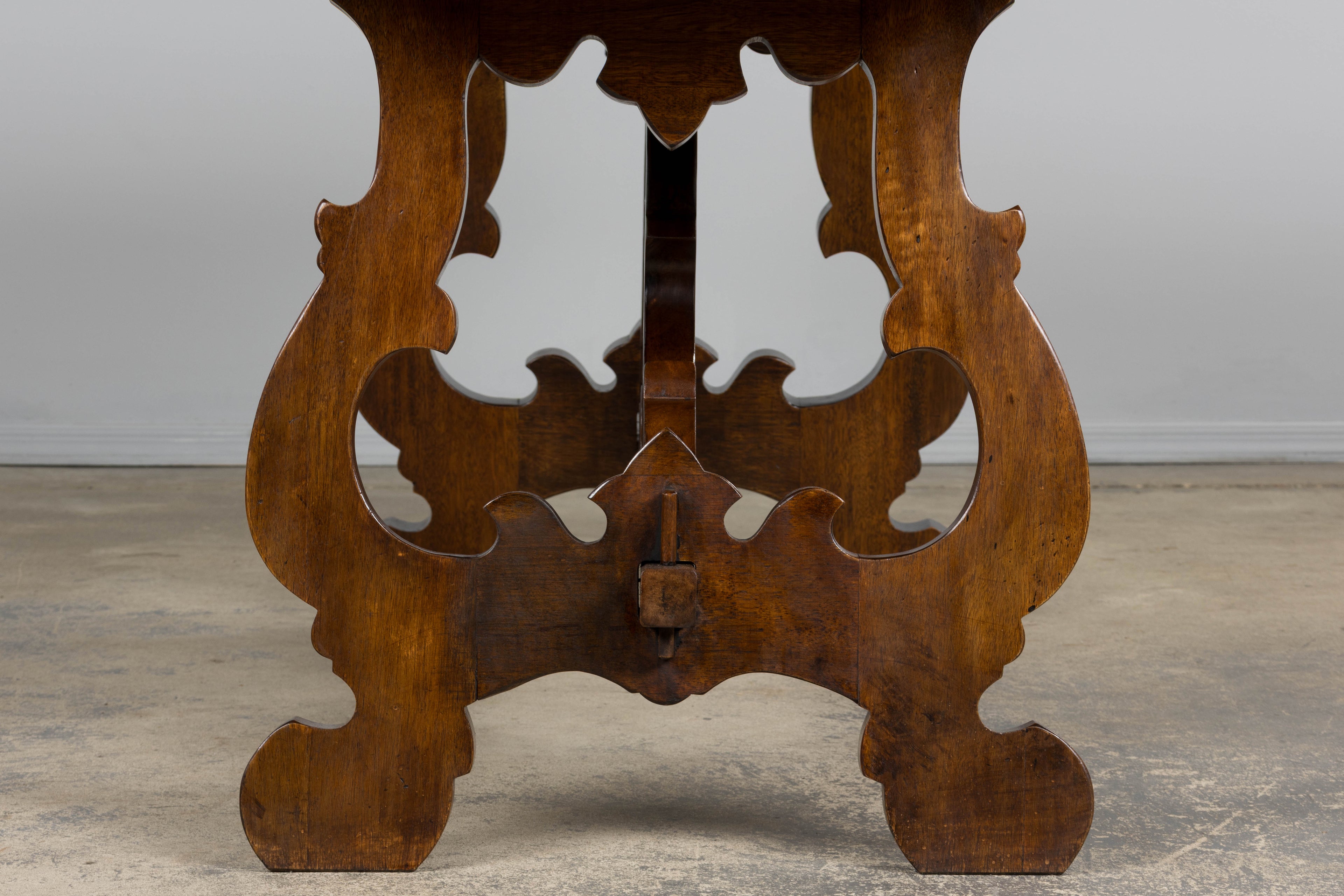 Antique Spanish Renaissance Revival Walnut Trestle Dining Table