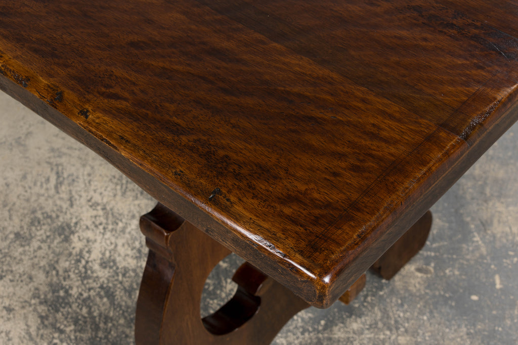 Antique Spanish Renaissance Revival Walnut Trestle Dining Table