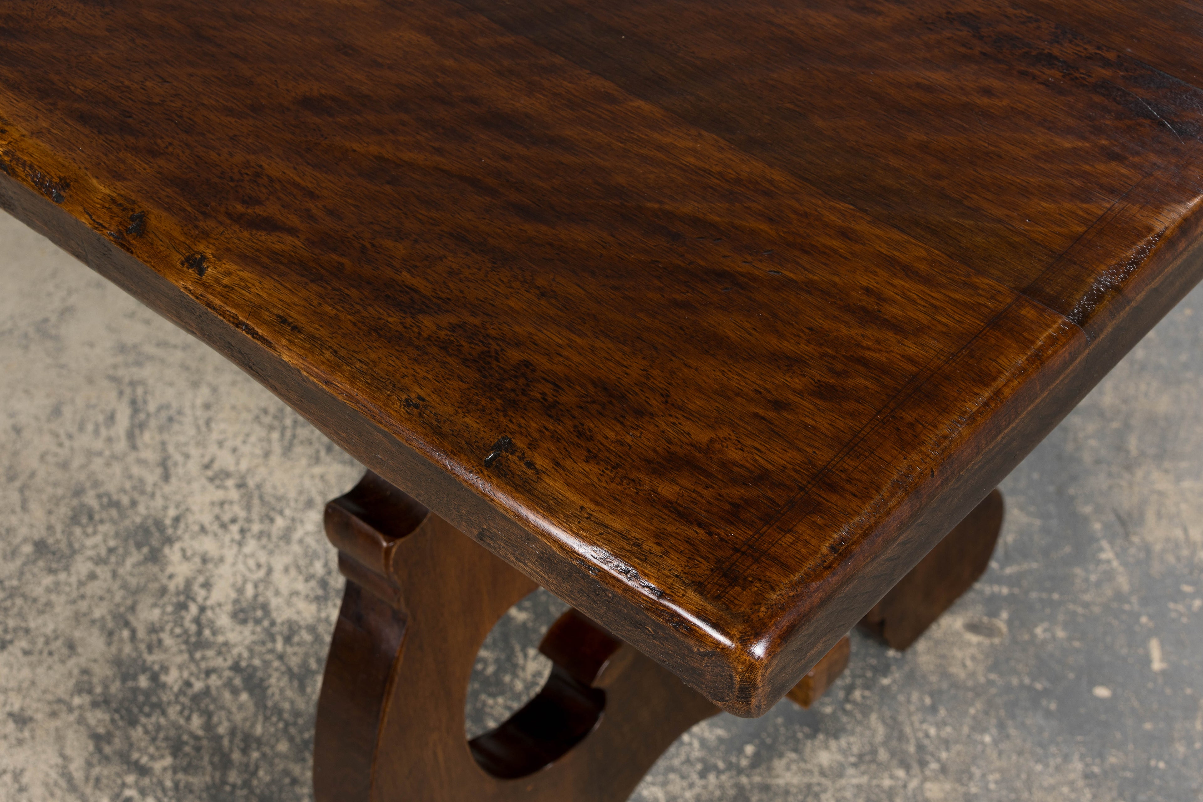 Antique Spanish Renaissance Revival Walnut Trestle Dining Table