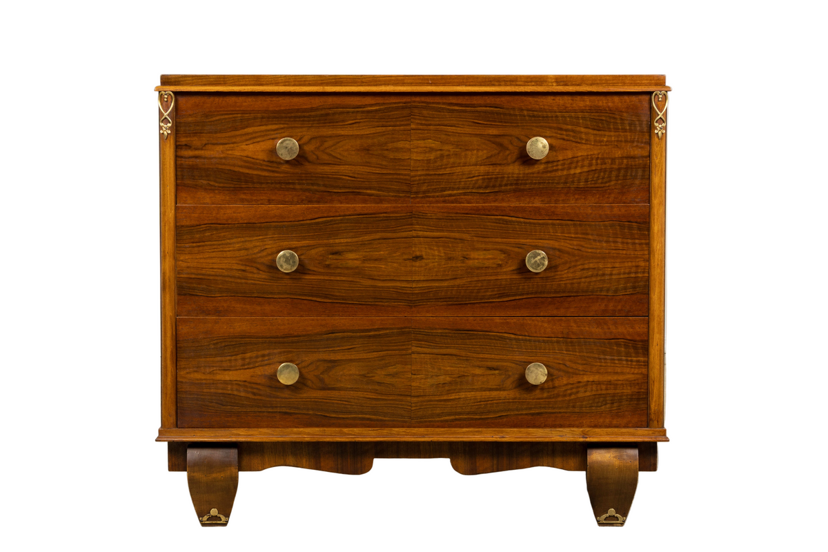 1930s French Art Deco Walnut Chest of Drawers