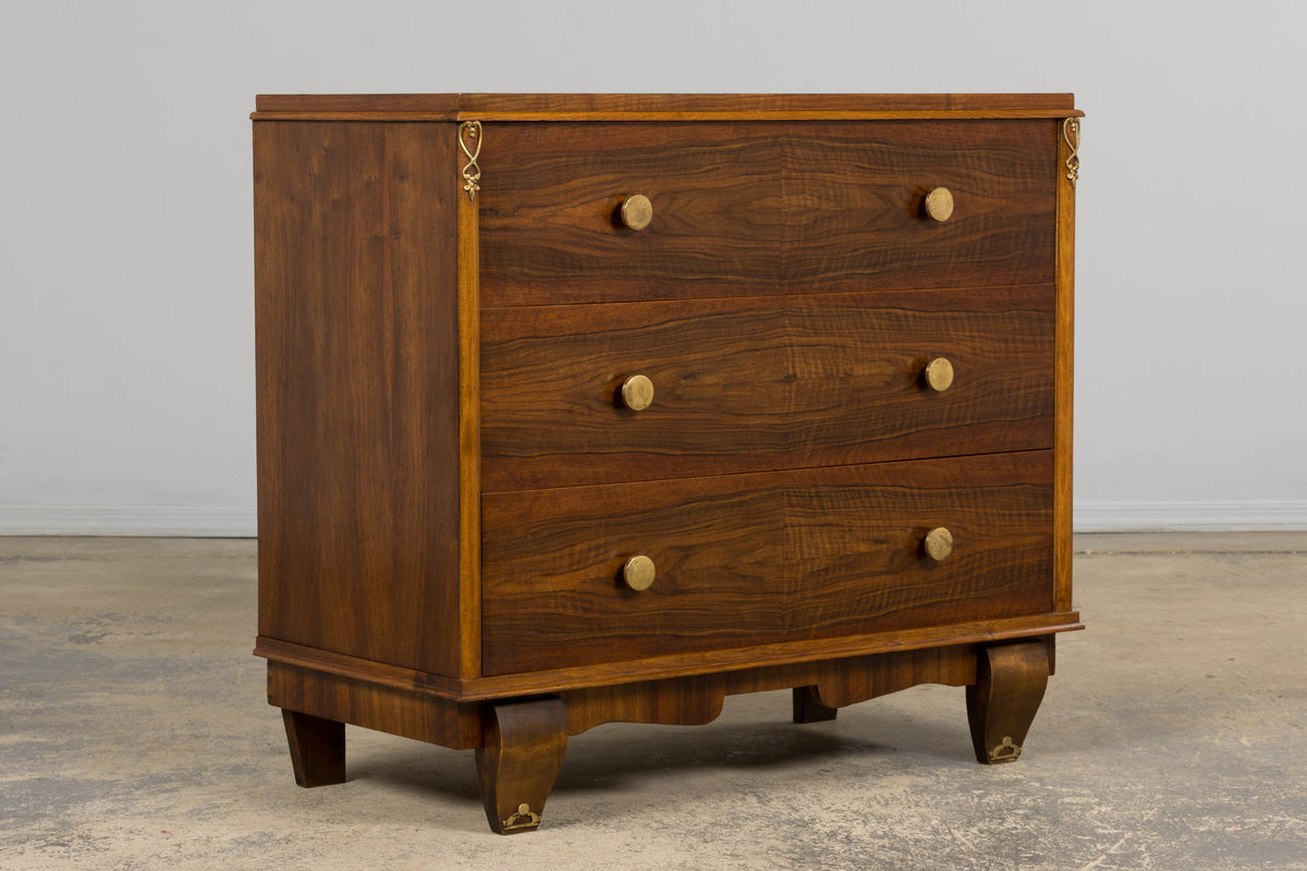 1930s French Art Deco Walnut Chest of Drawers