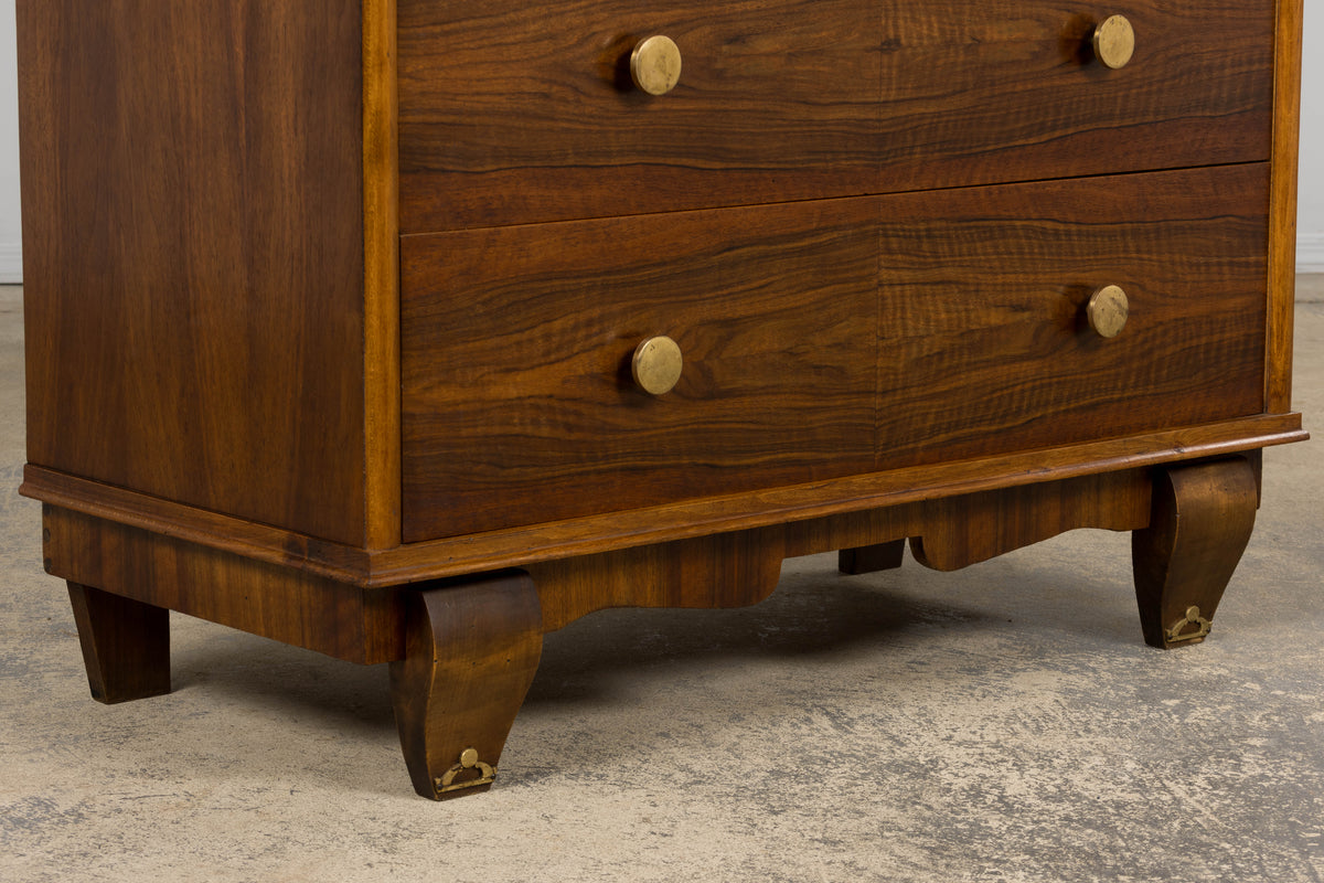 1930s French Art Deco Walnut Chest of Drawers