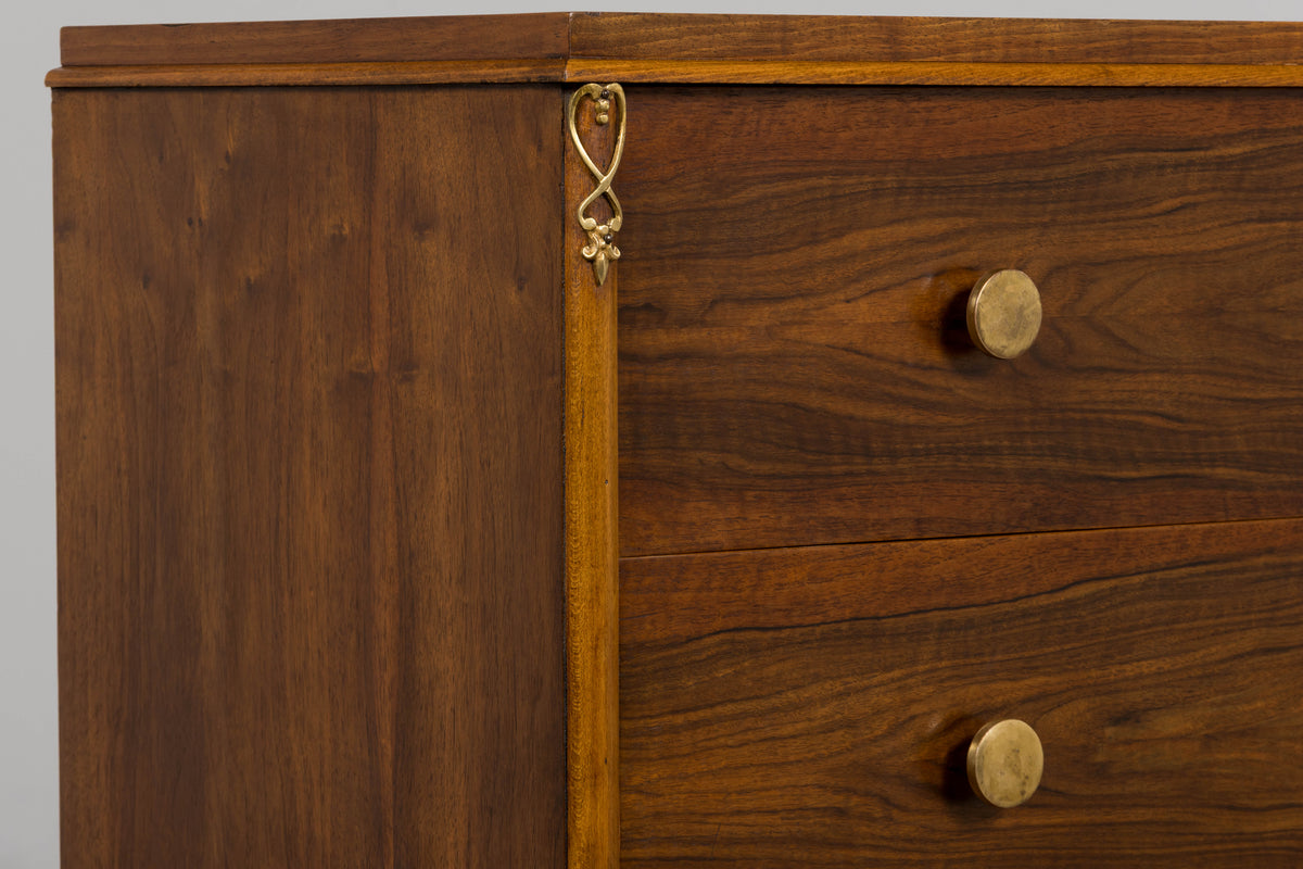 1930s French Art Deco Walnut Chest of Drawers