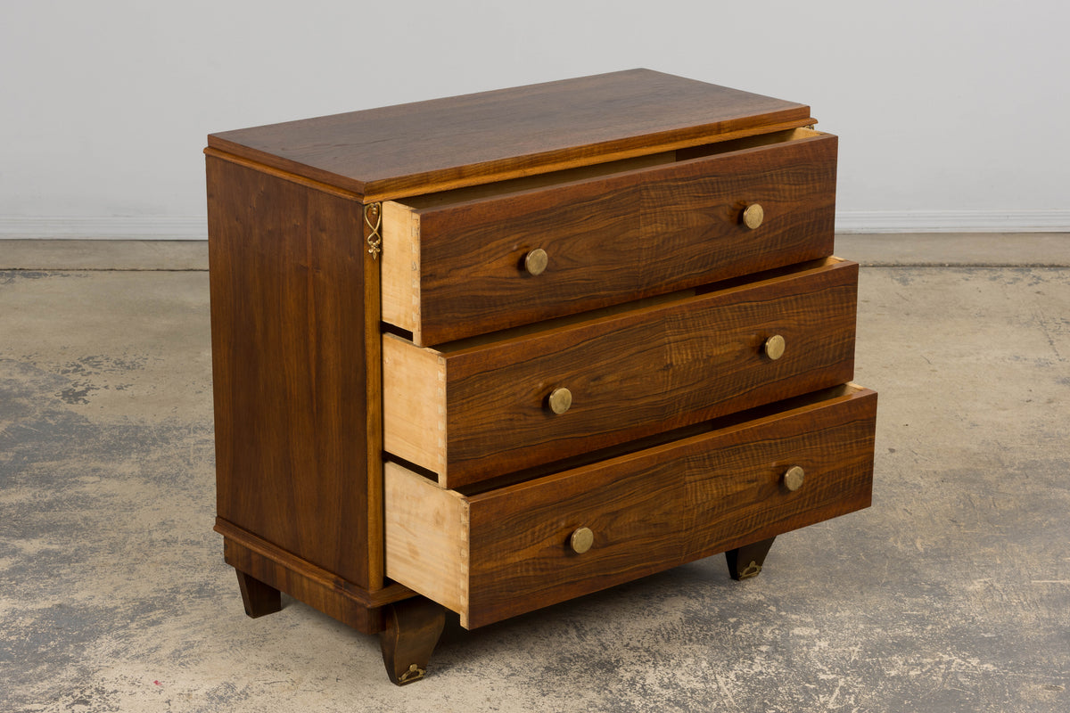 1930s French Art Deco Walnut Chest of Drawers
