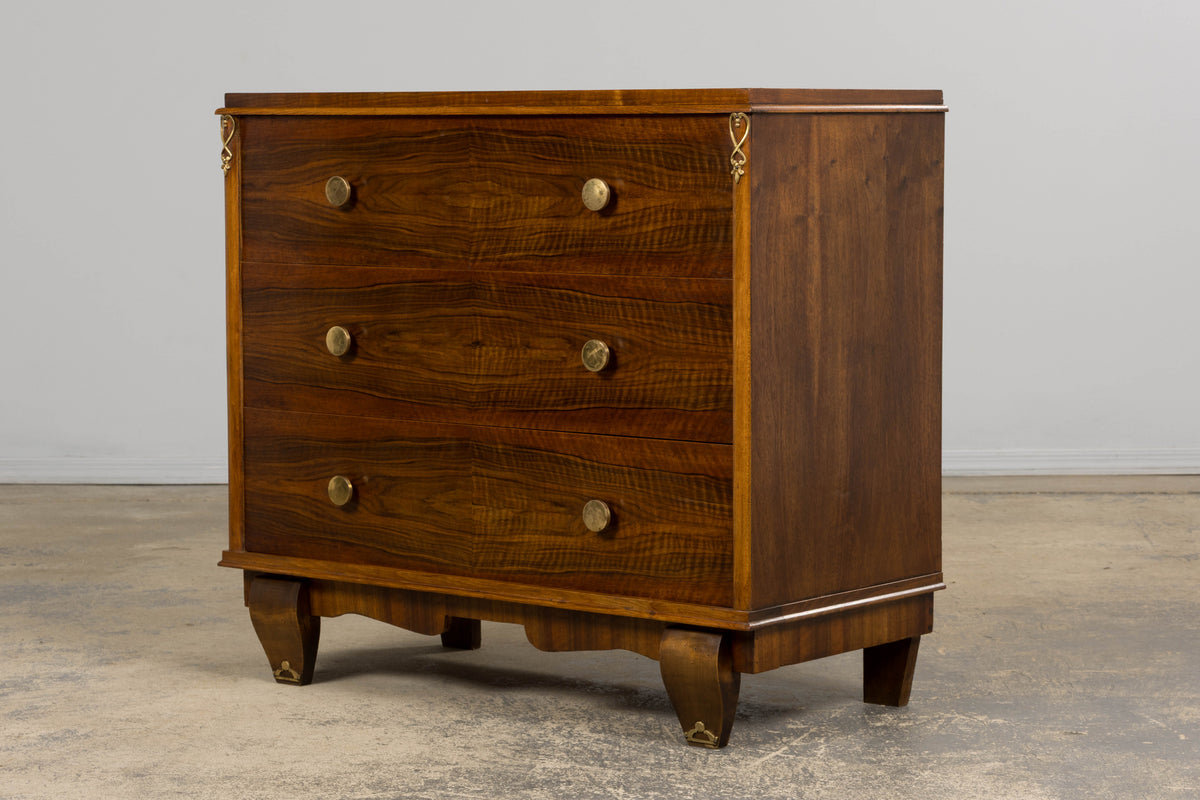1930s French Art Deco Walnut Chest of Drawers