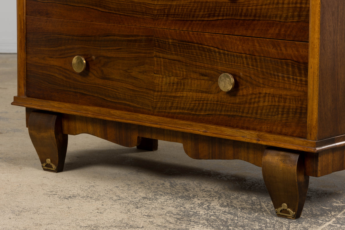 1930s French Art Deco Walnut Chest of Drawers