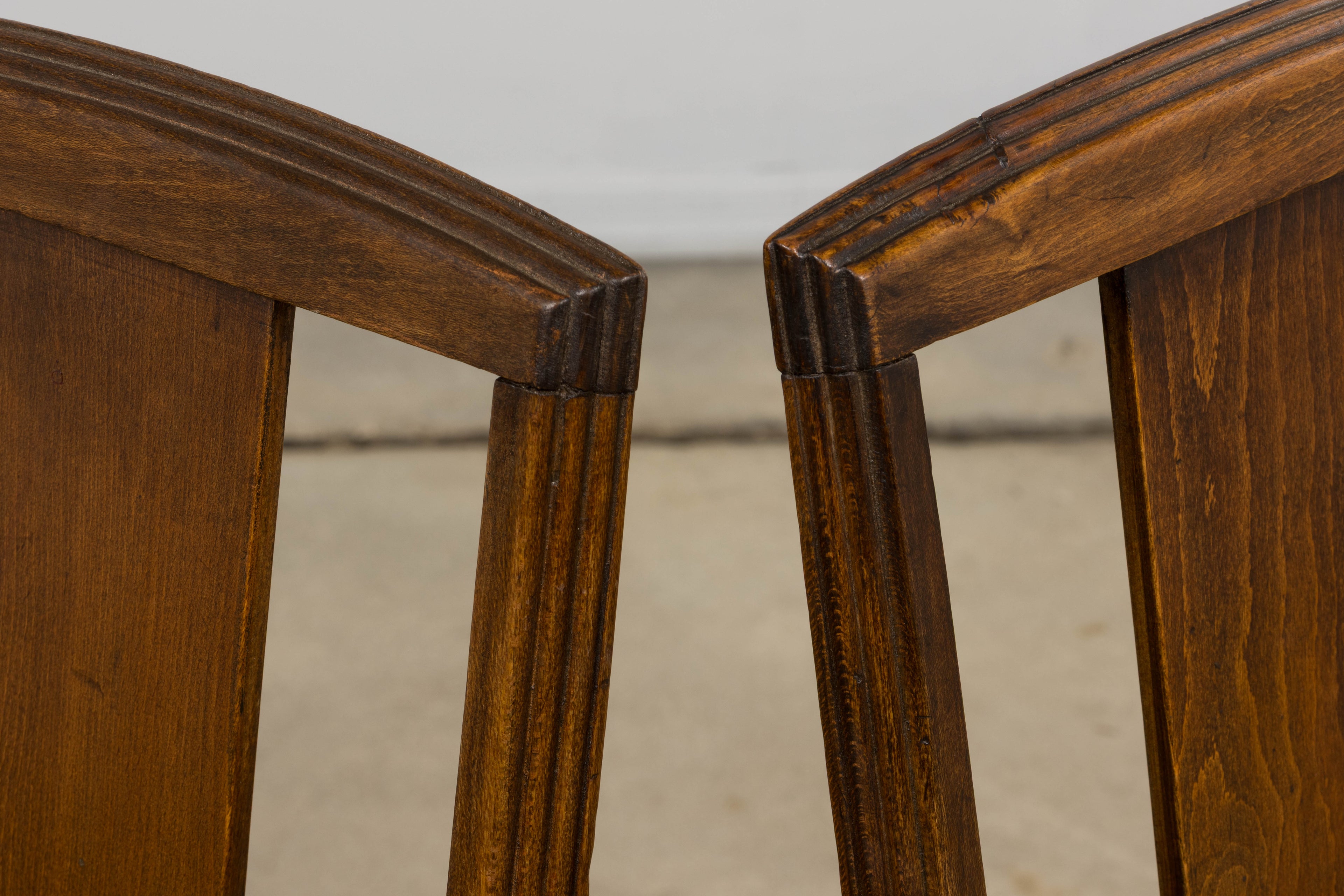 1930s French Art Deco Maple Dining Chairs W/ Olive Green Velvet - Set of 6