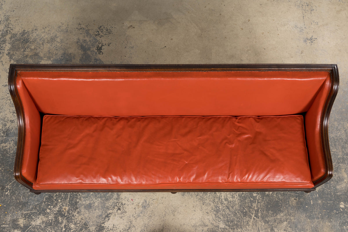 1930s French Art Deco Oak Canape in Faux Leather