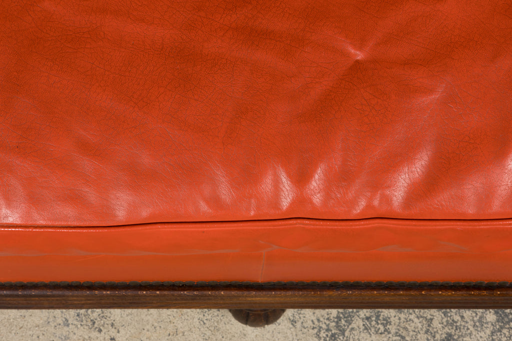1930s French Art Deco Oak Canape in Faux Leather